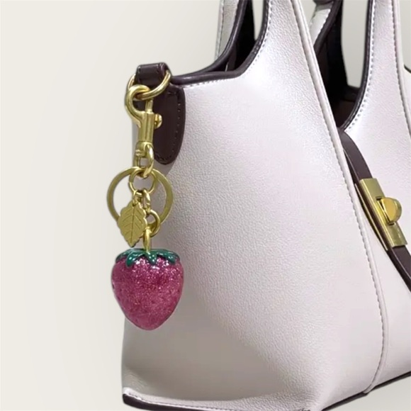 Strawberry Keychain with Gold Accents - Picture 7 of 7